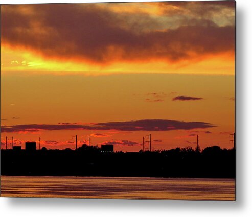 Sunsets Metal Print featuring the photograph Sunset on the Delaware No. Three by Linda Stern