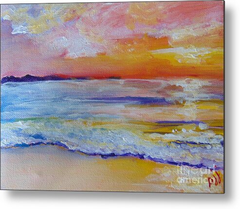 Gulf Of Mexico Metal Print featuring the painting Sunset on the Gulf by Saundra Johnson