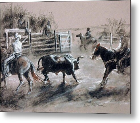 Bull Metal Print featuring the drawing The Bad Boy by Cynthia Westbrook