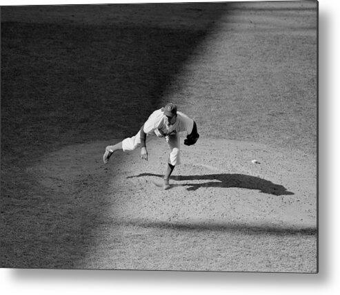 Motion Metal Print featuring the photograph The Dodgers Hal Gregg, In Action In The by New York Daily News Archive
