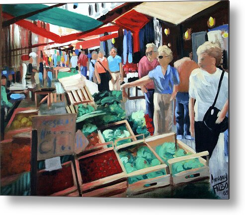 The Italian Fruit Market Metal Print featuring the painting The Italian Fruit Market by Anthony Falbo