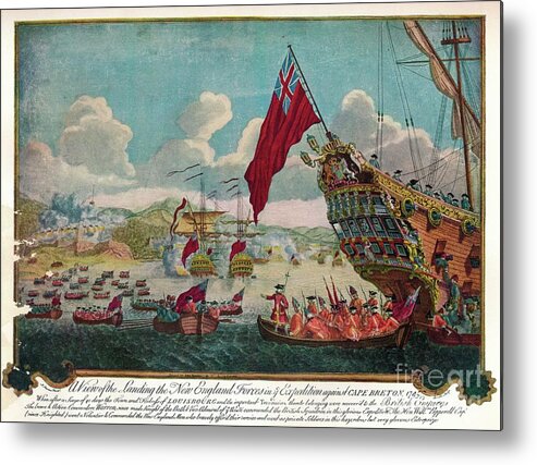 Engraving Metal Print featuring the drawing The Landing Of Troops From New England by Print Collector