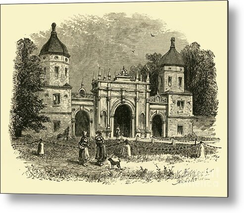 Engraving Metal Print featuring the drawing The Lodge by Print Collector