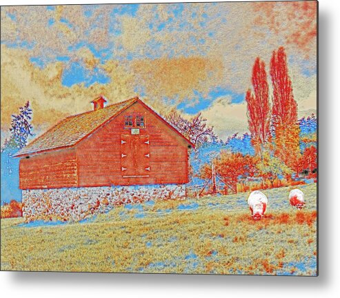 Sheep Shed Metal Print featuring the digital art The Sheep Barn by Jerry Cahill