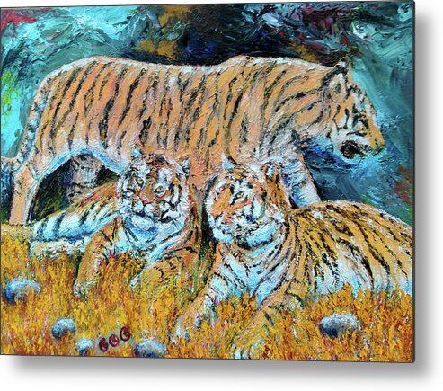 Tigers Metal Print featuring the painting Tigers Rule by George I Perez