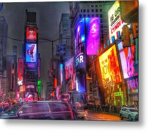 Times Square Metal Print featuring the photograph Times Square - The Light Fantastic 2016 by Christopher Lotito