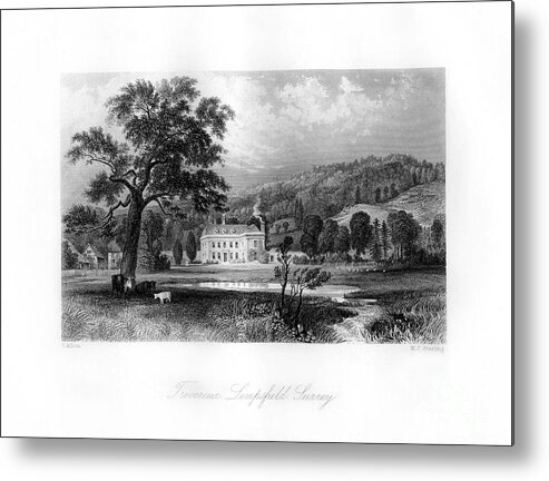 Tranquility Metal Print featuring the drawing Trevereux, Limpsfield, Surrey, 19th by Print Collector