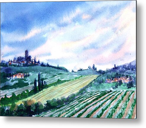 Landscape Metal Print featuring the painting Tuscany II by Petra Burgmann
