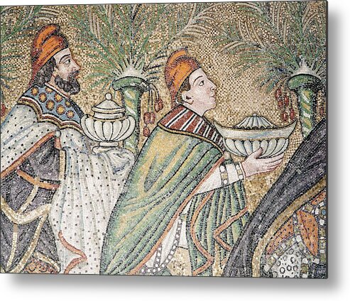 Men Metal Print featuring the photograph Two Magi, Mosaic Detail by Byzantine School