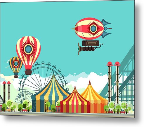 Popcorn Metal Print featuring the digital art Vector Illustration Carnival Circus by Marrishuanna