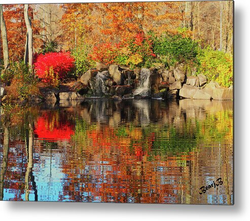 Waterfall. Landscape Metal Print featuring the photograph Waterfall in Autumn by Bearj B Photo Art