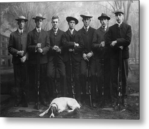 Rifle Metal Print featuring the photograph Yale Rifle Team In Full Length Pose by Bettmann