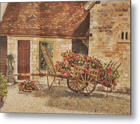 Rustic Metal Print featuring the painting Vougeot by Mary Ellen Mueller Legault