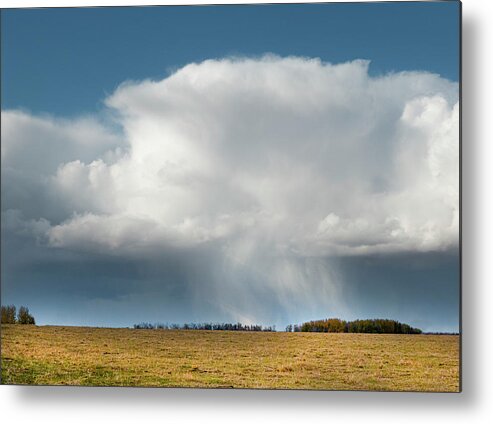 Storm Metal Print featuring the photograph Alberta prairie storm by Karen Rispin