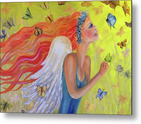 Fairy Metal Print featuring the painting Butterflies are Free #1 by Barbara Landry