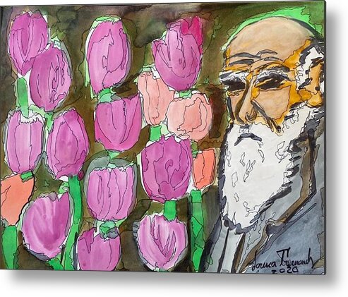  Metal Print featuring the painting Darwin in the Dutch Garden by Lorena Fernandez