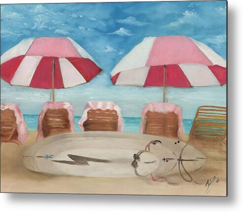 Hawaii Metal Print featuring the painting Royal Umbrellas by Juliette Becker