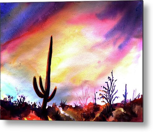 Landscape Metal Print featuring the painting Saguaro National Monument by Victoria Wills