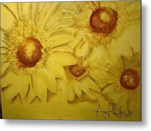  Metal Print featuring the painting Yellow #1 by Angie ONeal