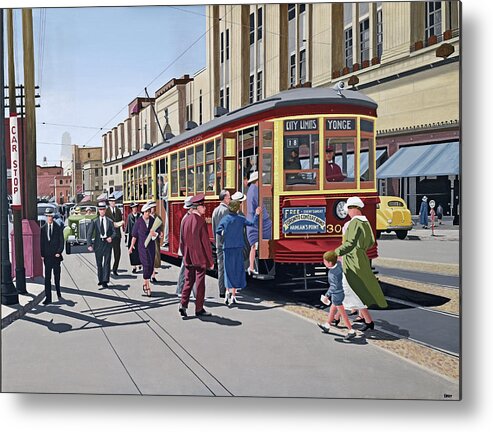 Yonge Street Metal Print featuring the painting Yonge and College 1937 by Kenneth M Kirsch