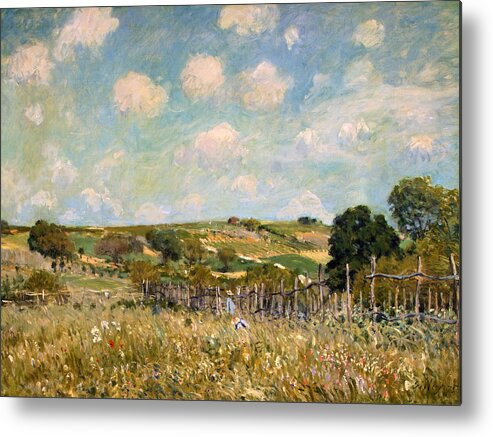 Alfred Sisley Metal Print featuring the painting Meadow by Alfred Sisley by Mango Art