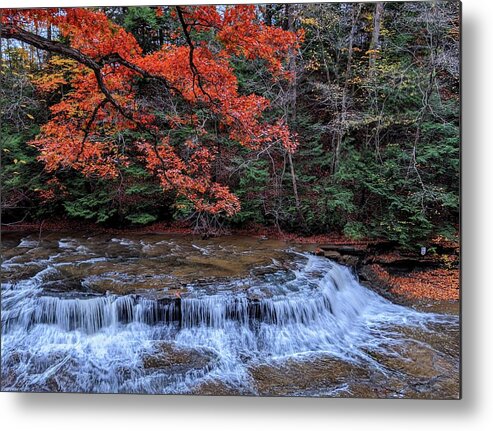 South Chagrin Reservation Metal Print featuring the photograph Quarry Rock Falls in the Fall by Brad Nellis