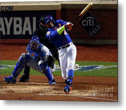 Yoenis Cespedes Metal Print featuring the photograph Yoenis Cespedes by Mike Stobe