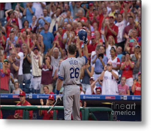Crowd Metal Print featuring the photograph Chase Utley #3 by Mitchell Leff