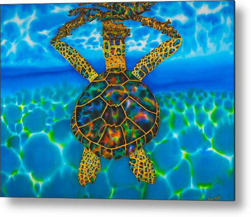 Sea Turtle Metal Print featuring the painting Opal Sea Turtle #3 by Daniel Jean-Baptiste