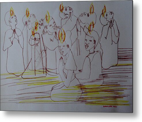 Jesus Metal Print featuring the mixed media Pentecost #3 by Gloria Ssali