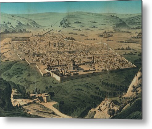 Jerusalem Metal Print featuring the drawing Antique Map of Jerusalem #32 by Vintage Maps