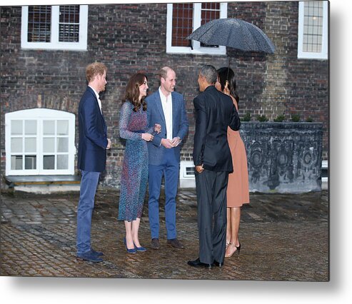 Rose Colored Metal Print featuring the photograph The Obamas Dine At Kensington Palace #4 by Chris Jackson