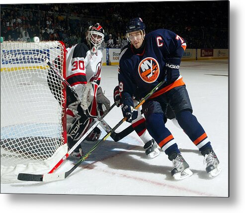 National Hockey League Metal Print featuring the photograph New Jersey Devils v New York Islanders #8 by Jim McIsaac