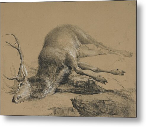 Edwin Landseer Metal Print featuring the painting A Dead Stag by Edwin Landseer