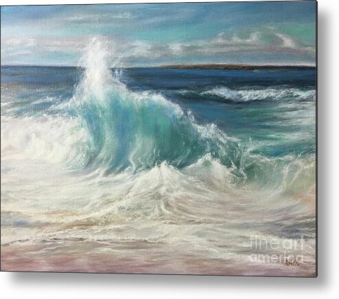 Waves Metal Print featuring the painting A Grand Green Wave by Rose Mary Gates