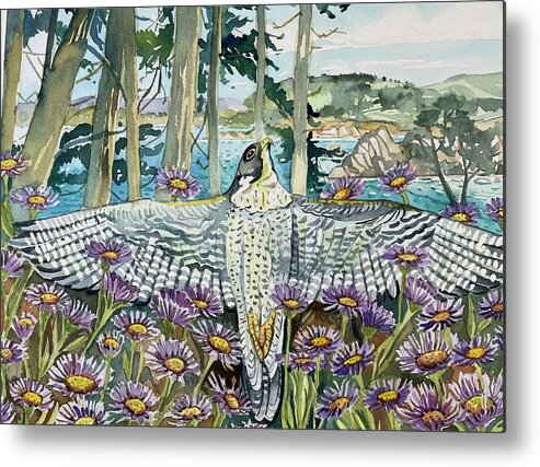 California Metal Print featuring the painting Abalone Cove Peregrine by Luisa Millicent