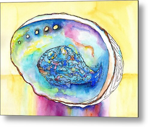 Shell Metal Print featuring the painting Abalone Shell Reflections by Carlin Blahnik CarlinArtWatercolor