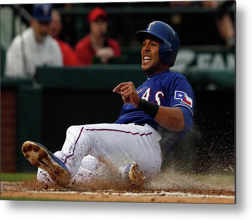 Second Inning Metal Print featuring the photograph Alex Rios and Michael Mckenry by Tom Pennington