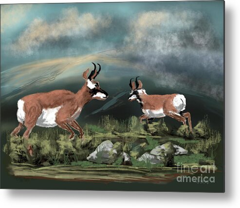 Pronghorn Antelope Metal Print featuring the digital art Antelope by Doug Gist
