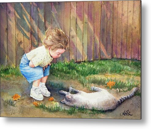 Child Metal Print featuring the painting Autumn Catnip by Arthur Fix