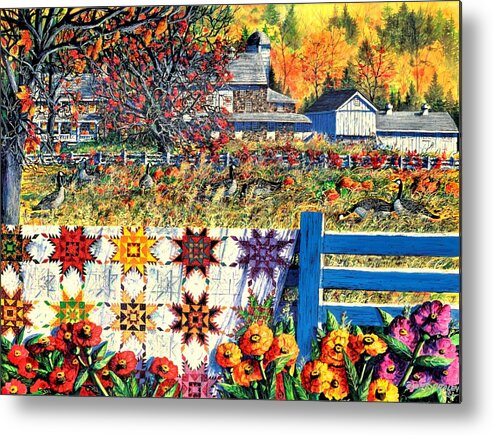 Autumn Metal Print featuring the painting Autumn Farm by Diane Phalen