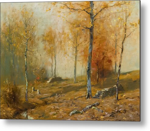 Bruce Crane Metal Print featuring the painting Autumn Woodlands by Bruce Crane