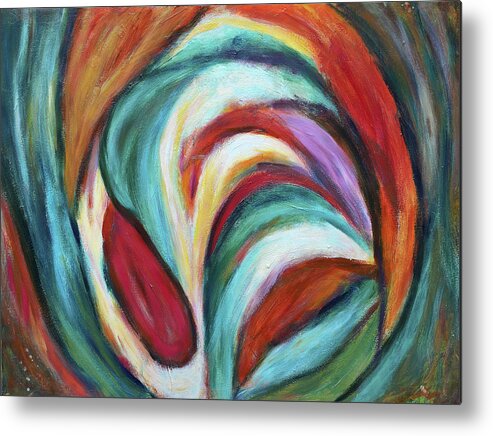 Abstract Metal Print featuring the painting Autumnal by Maria Meester