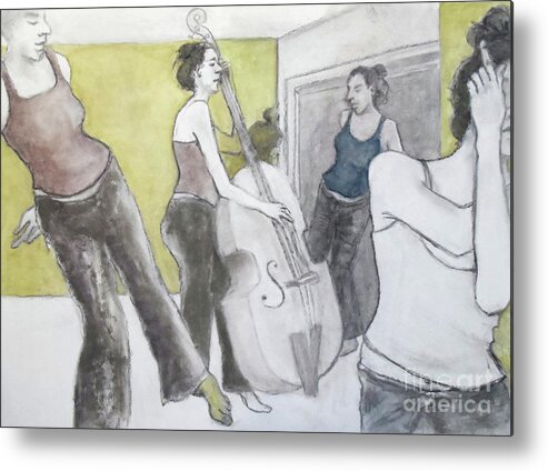 Life Drawing Metal Print featuring the mixed media Bass Note by PJ Kirk