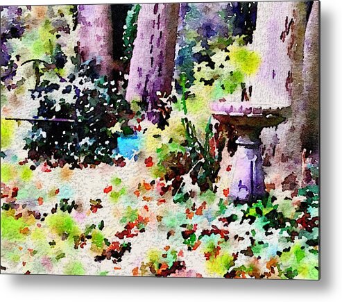 Waterlogue Metal Print featuring the photograph Bird Bath and More by Sandra Lee Scott