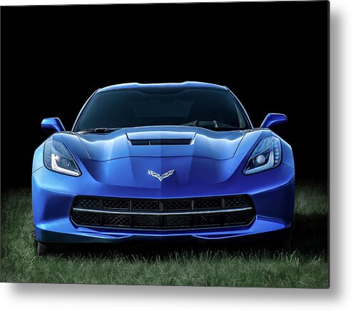 Corvette Metal Print featuring the digital art Blue 2013 Corvette by Douglas Pittman