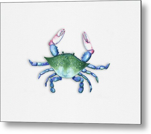 Crab Metal Print featuring the painting Blue, Green, Red Crab by Michele Fritz