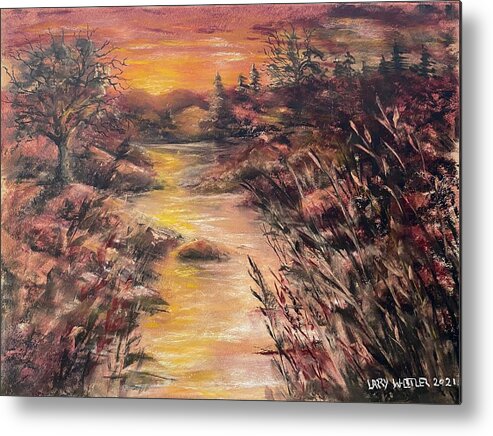 Landscape Metal Print featuring the pastel Boho Creek by Larry Whitler