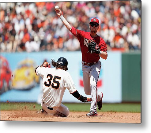 San Francisco Metal Print featuring the photograph Brandon Crawford and Chris Owings by Lachlan Cunningham