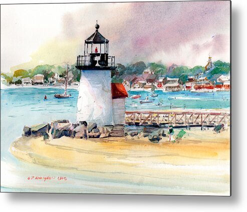 Nantucket Metal Print featuring the painting Brant Point Light by P Anthony Visco
